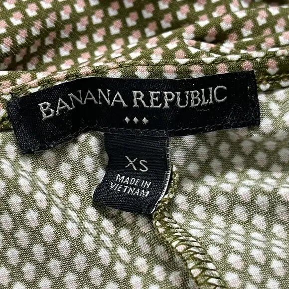 Banana Republic Midi Dress Women XS Green Pink White 3/4 Sleeve Career Feminine - Picture 8 of 9